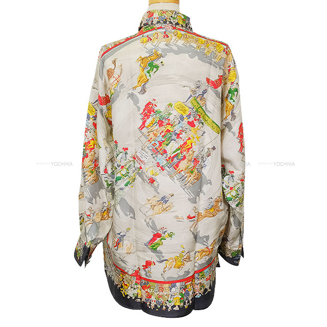 HERMES / 長袖シャツ/40/シルク/BRD/総柄 HERMES エルメス 長袖シャツ ヴィンテージ 総柄 パレード モリエ
