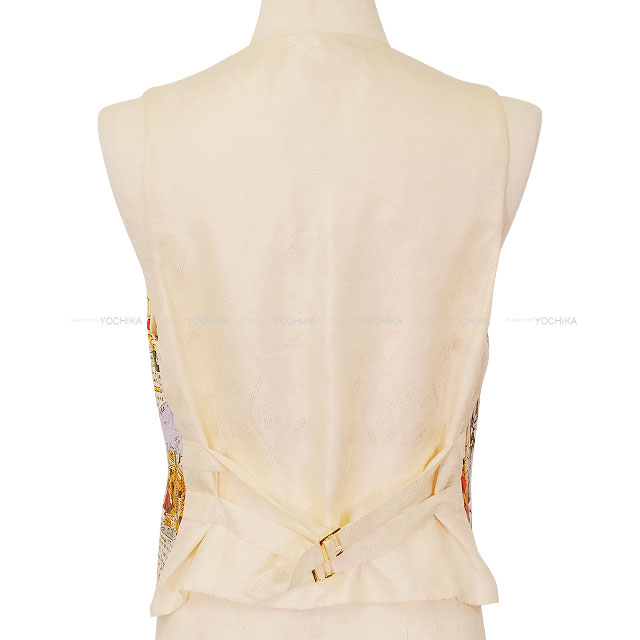HERMES ビンテージシルク プリント ベスト　レディース 40 未使用保管 HERMES ビンテージシルク プリント ベスト レディース 40 未使用