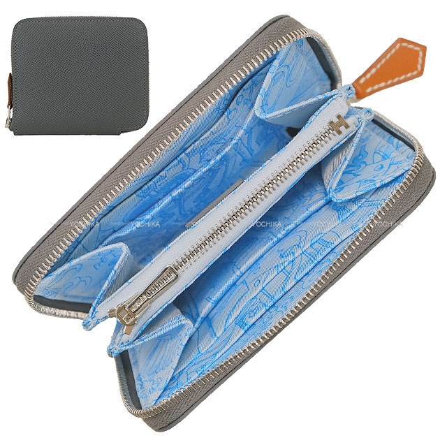 専用！！HERMES アザップシルクインコンパクト　ゴールド×ブルーブリュム HERMES エルメス 二つ折り財布 アザップ シルクイン コンパクト