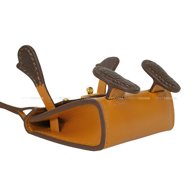 HERMES エルメス バッグチャーム ケリードール ゴールド/ナタ