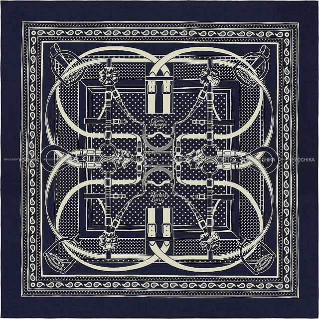 HERMES エルメス スカーフ カレ140 グラン マネージュ バンダナ マリン