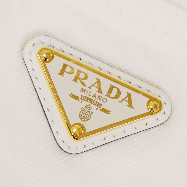 PRADA プラダ スカート ロゴプレート デニム ハイライズ ミディアム 白