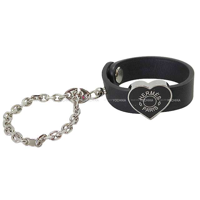 HERMES エルメス グローブ ホルダー ハートチャーム付 黒 (ブラック