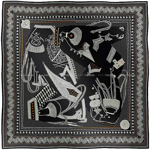 あやこ　エルメス スカーフ 2023年秋冬 HERMES エルメス スカーフ カレ140 ズアヴとドラゴン 黒