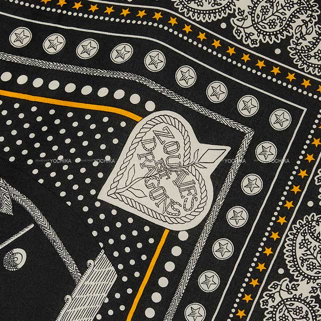 2023年秋冬 HERMES エルメス スカーフ カレ140 ズアヴとドラゴン 黒