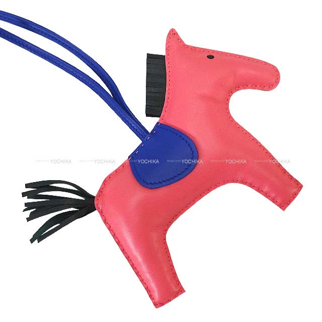 HERMES エルメス バッグチャーム ロデオ GM ローズアザレ/ブルー