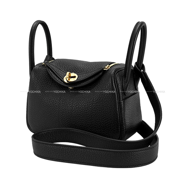 エルメス HERMES リンディミニ W刻印 ブラック ゴールド金具 トリヨンクレマンス レディース ショルダーバッグ エルメス HERMES リンディミニ W刻印 (2024年製) ブラック ゴールド