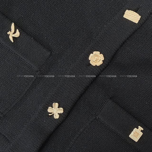 CHANEL シャネル カーディガン ニット アイコン ココマークボタン 黒