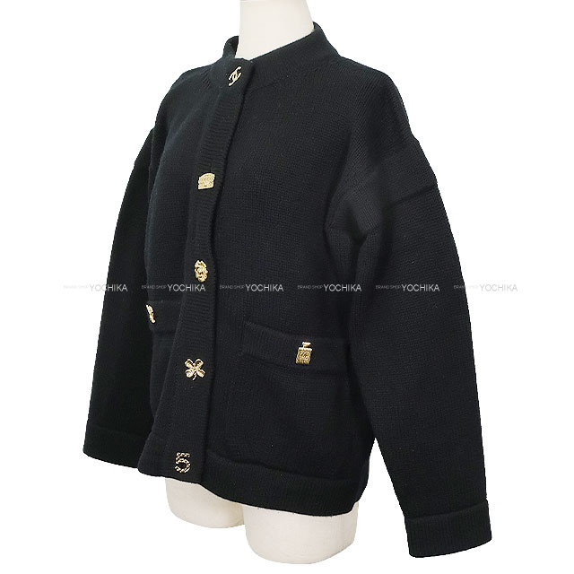 CHANEL シャネル カーディガン ニット アイコン ココマークボタン 黒