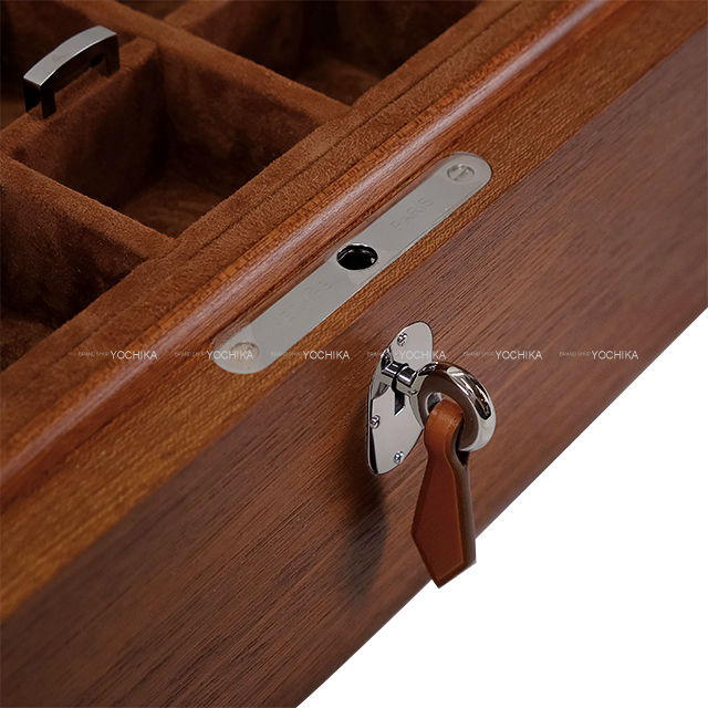 HERMES エルメス 時計 ジュエリーボックス ブラウン ウッド シルバー