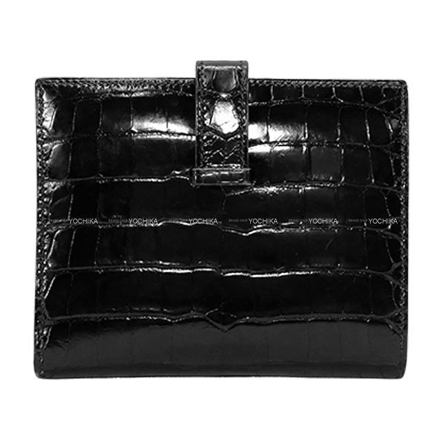 鑑定済み保存箱付属 エルメス ベアンコンパクト 二つ折り 財布 黒 シェーブル 鑑定済み保存箱付属 エルメス ベアンコンパクト 二つ折り 財布 黒