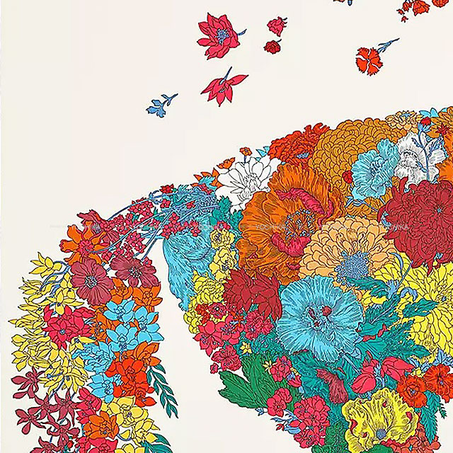 HERMES エルメス スカーフ カレ90 ローブ・レジェール クレーム/ブルー