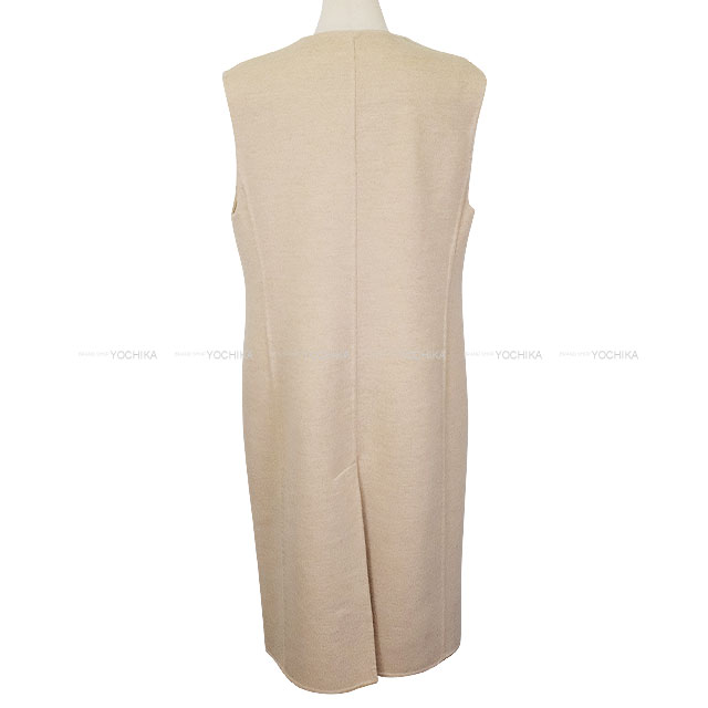 未使用級 HERMES 23AW カシミヤ100% ベスト ベージュ M相当 HERMES エルメス ベスト ジレ ウッドセリエボタン ライトベージュ