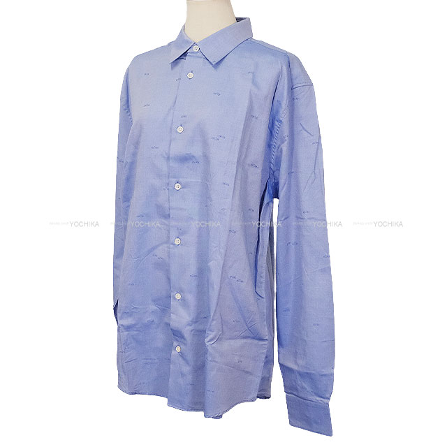 HERMES エルメス 長袖シャツ メンズ ドレスシャツ ブルー コットン100