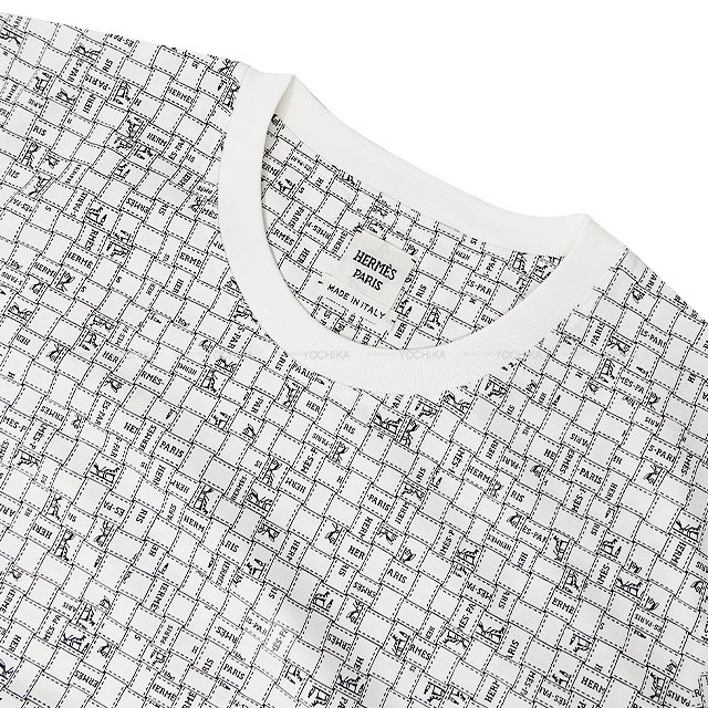 エルメス　ドレス　ワンピース　ボルデュック柄　リボン柄　白系　38 新品 25新作 エルメス ボルデュック チェック ストレートドレス (HERMES