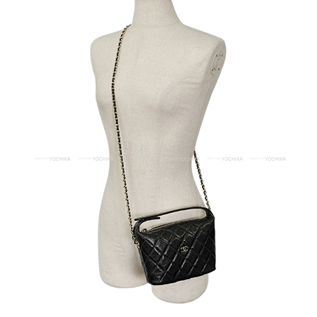 CHANEL シャネル ショルダーバッグ ホーボー マトラッセ ココマーク 黒