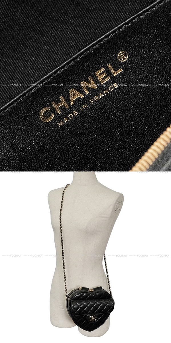 CHANEL シャネル　ハート　バッグ　ショルダー　22S AS3191 黒 CHANEL シャネル ショルダーバッグ ハートシェイプ マトラッセ ココ