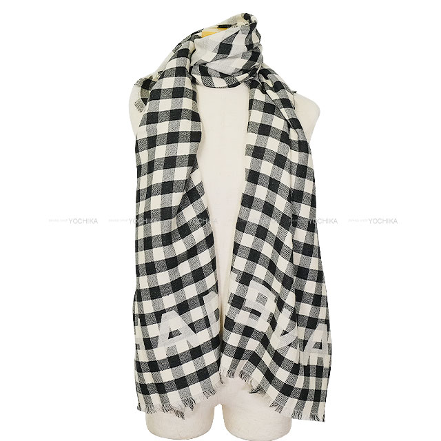 CHANEL シャネル ストール 大判 ココマーク チェック柄 黒 (ブラック