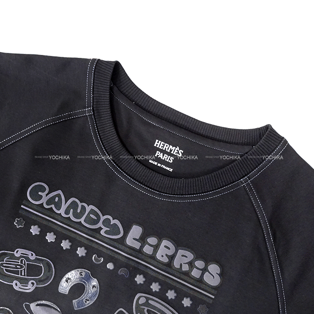 HERMES エルメス 半袖Tシャツ マイクロ カルトゥッシュ ブルー