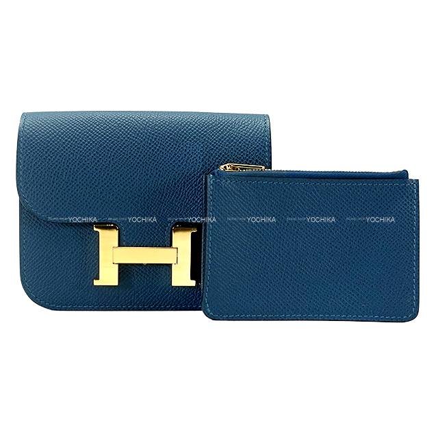 HERMES エルメス 二つ折り財布 コンスタンス スリム ブルードプリュス