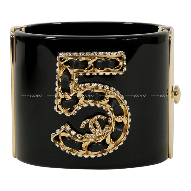 CHANEL シャネル バングル No.5 ココマーク ラインストーン 黒