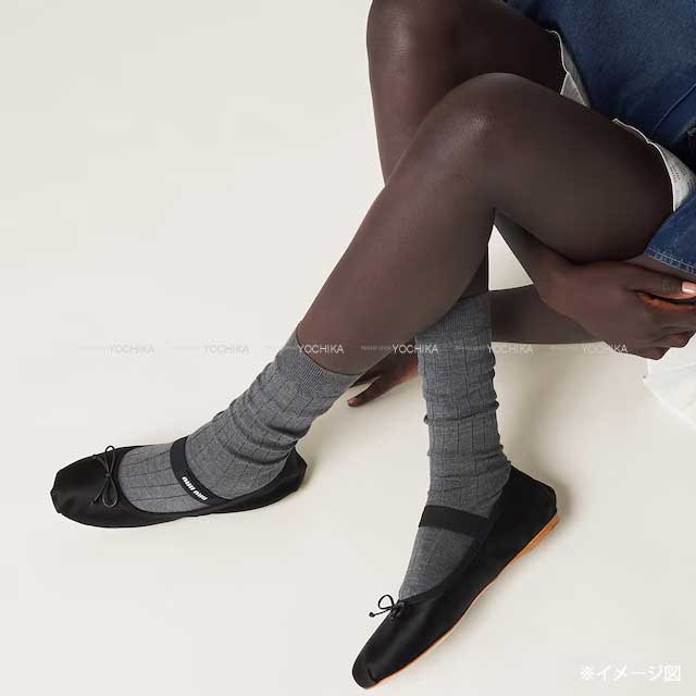 Miu Miu ミュウミュウ バレエシューズ サテン バレリーナ ロゴバンド