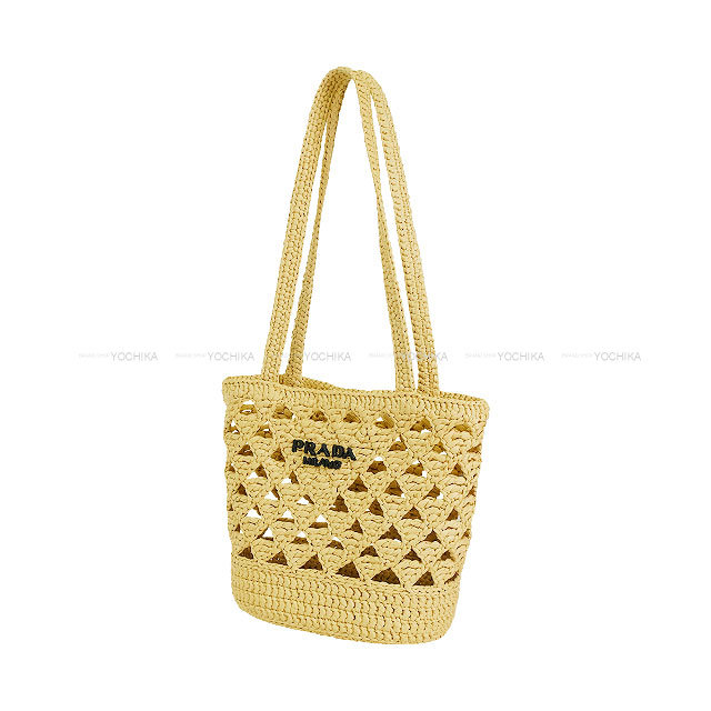 【新品未使用】BODEビーズクロシェバッグ PRADA プラダ トートバッグ クロシェ ミニ ナチュラル ビスコース