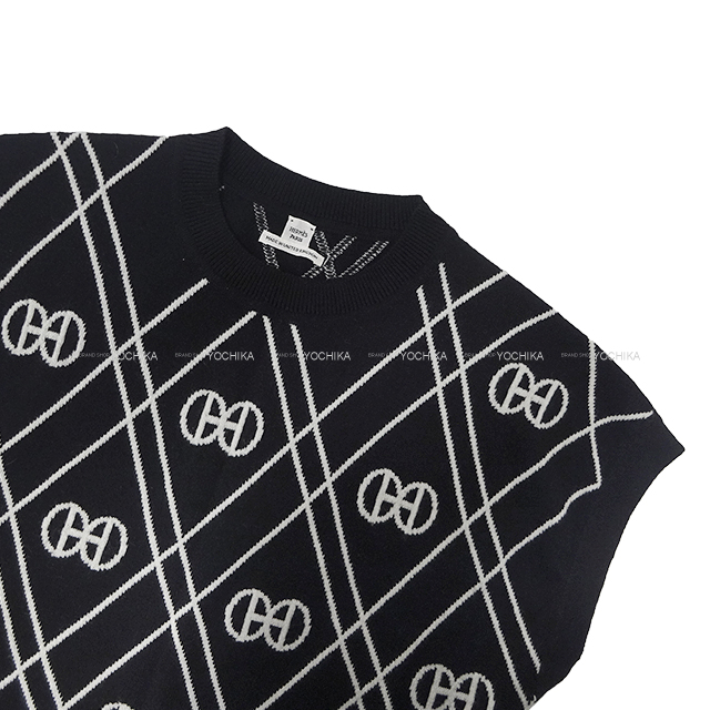 渋谷並木橋店】HERMES エルメス ワンピース 半袖 ニット Hロンド 黒