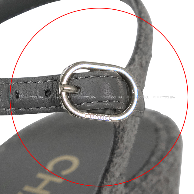 CHANEL シャネル サンダル ココマーク プラットフォーム グレー ウール