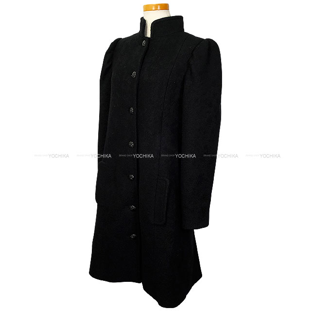 ブラック ジャケット スタンドカラー CHANEL CHANEL シャネル ステンカラーコート スタンドカラー マトラッセ ココ