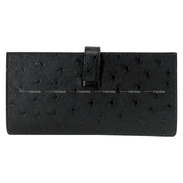 HERMES エルメス 長財布 ベアンスフレ 黒 (ブラック) オーストリッチ