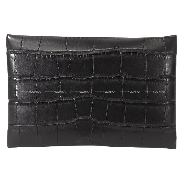 HERMES エルメス カードケース カルヴィ 黒 (ブラック) クロコダイル