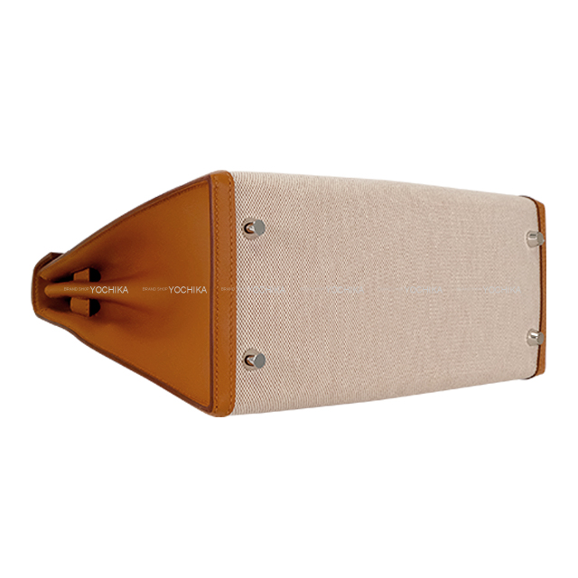 HERMES エルメス ショルダーバッグ ケリー28 外縫い ゴールド/エクリュ