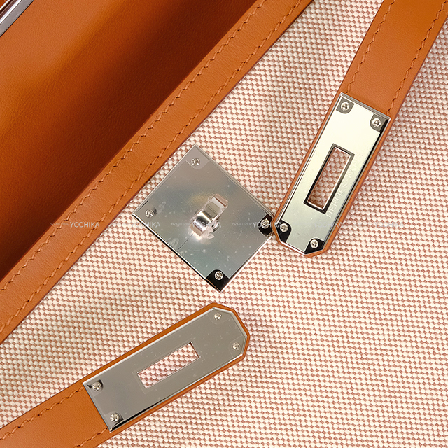 HERMES エルメス ショルダーバッグ ケリー28 外縫い ゴールド/エクリュ