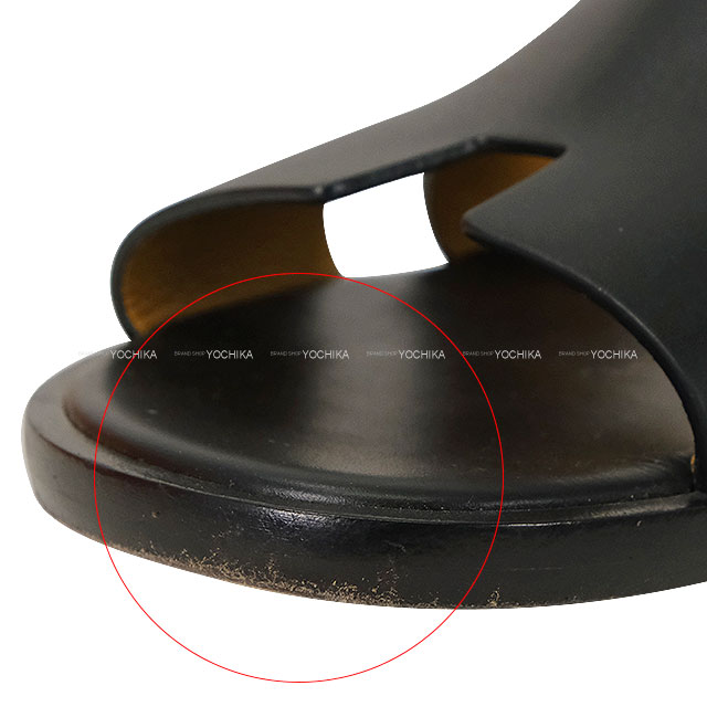 HERMES エルメス サンダル メンズ イズミール 黒 (ブラック) カーフ