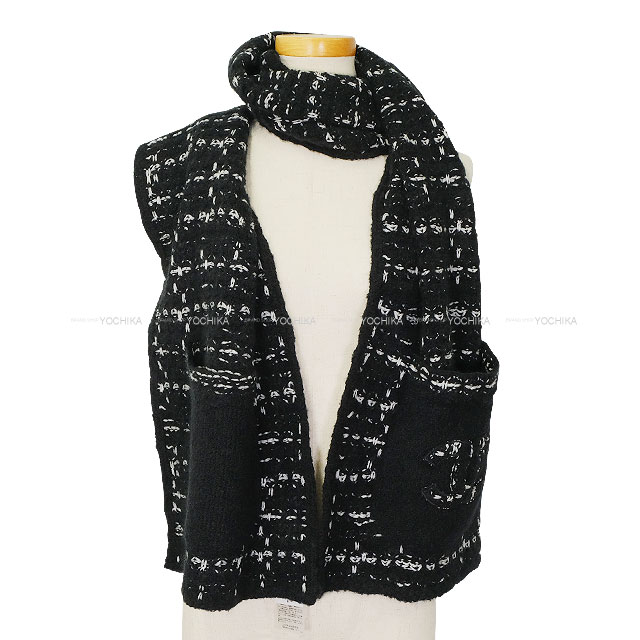 2023年秋冬 CHANEL シャネル マフラー ココマーク ツイード ポケット付