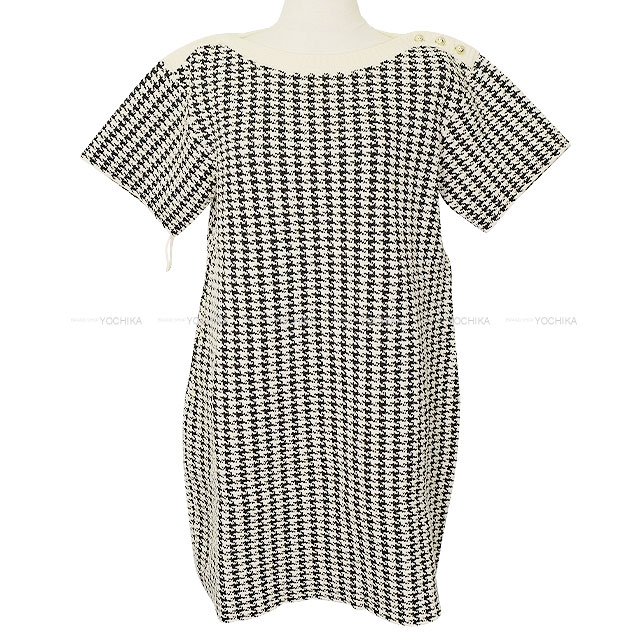 Dior ディオール ワンピース 半袖 千鳥格子 パールボタン 黒 (ブラック