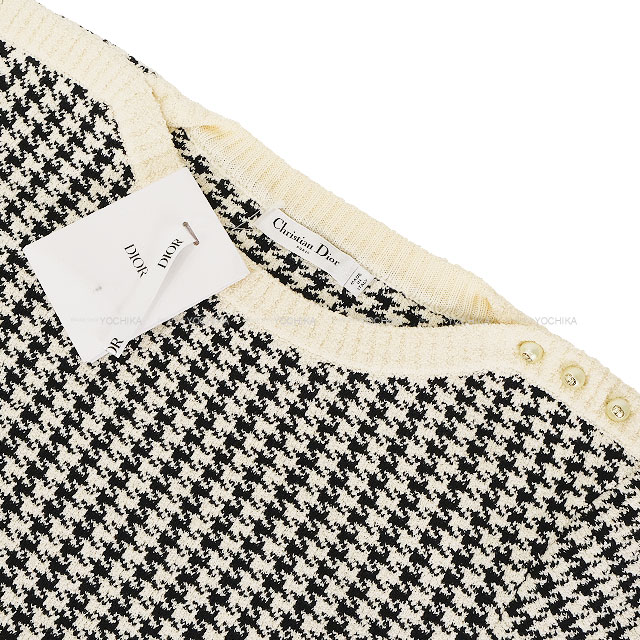 Dior ディオール ワンピース 半袖 千鳥格子 パールボタン 黒 (ブラック