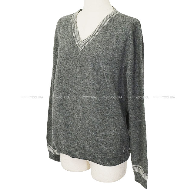 HERMÈS アイボリー ウールセーター 34 HERMES エルメス レディース クルーネック 長袖ニットセーター #34 白