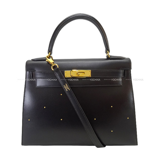 ケリー28 内縫い スタッズ 黒 (ブラック) カーフ GHW Aランク