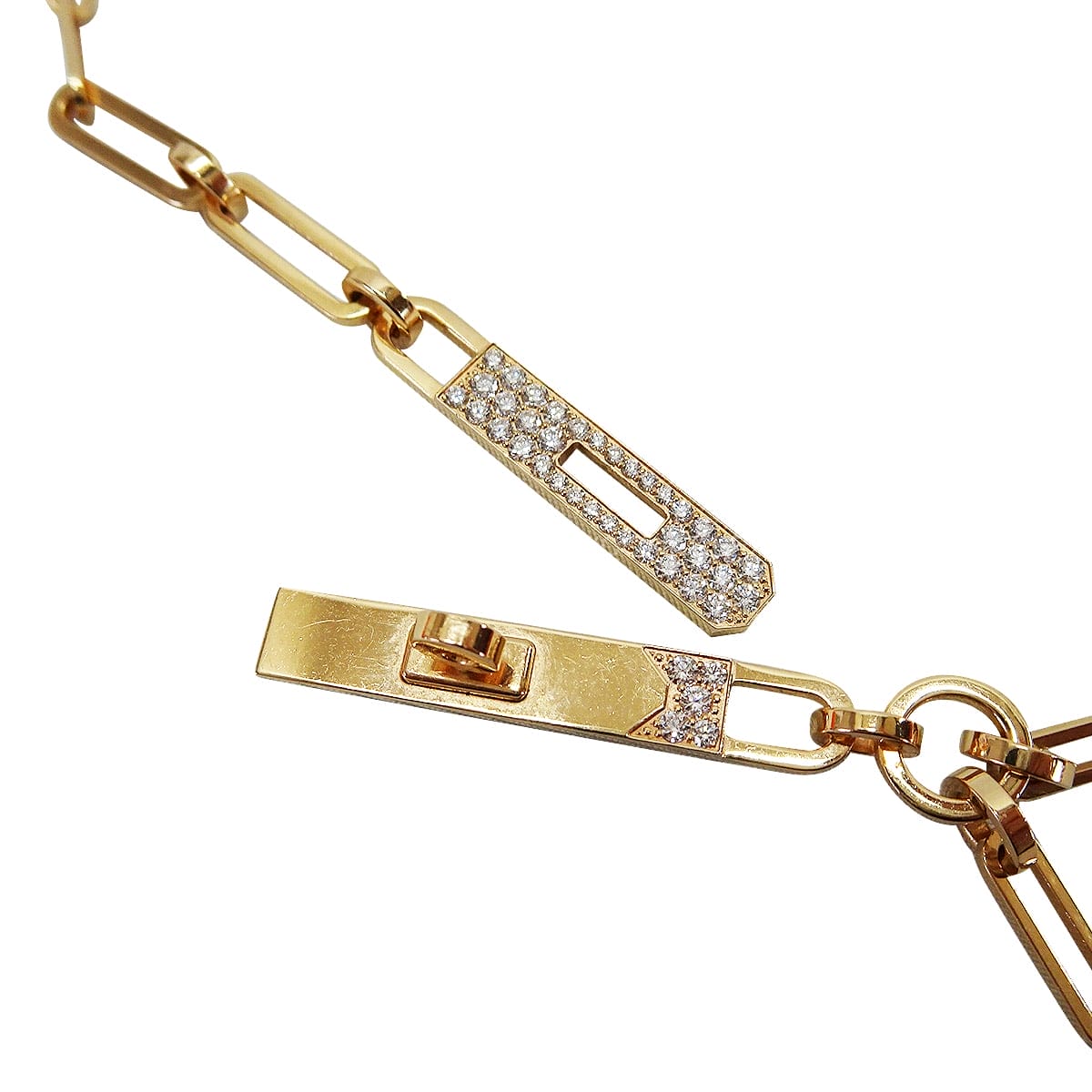 HERMES エルメス ネックレス タイネックレス ケリーシェーヌ PM ピンク