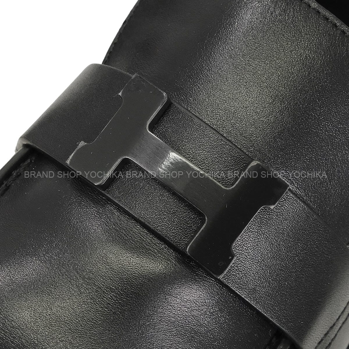 HERMES エルメス モカシン ルーブル 黒 (ブラック) カーフ 24.5cm