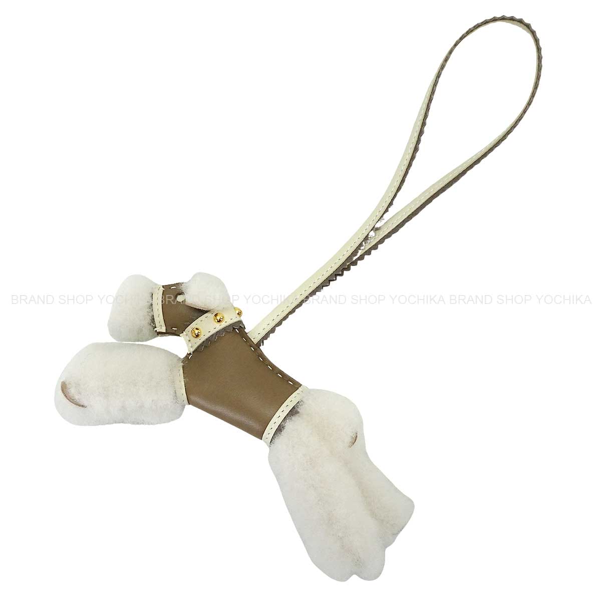 HERMES エルメス バッグチャーム バディ 犬 スタッズ 首輪付 エトープ