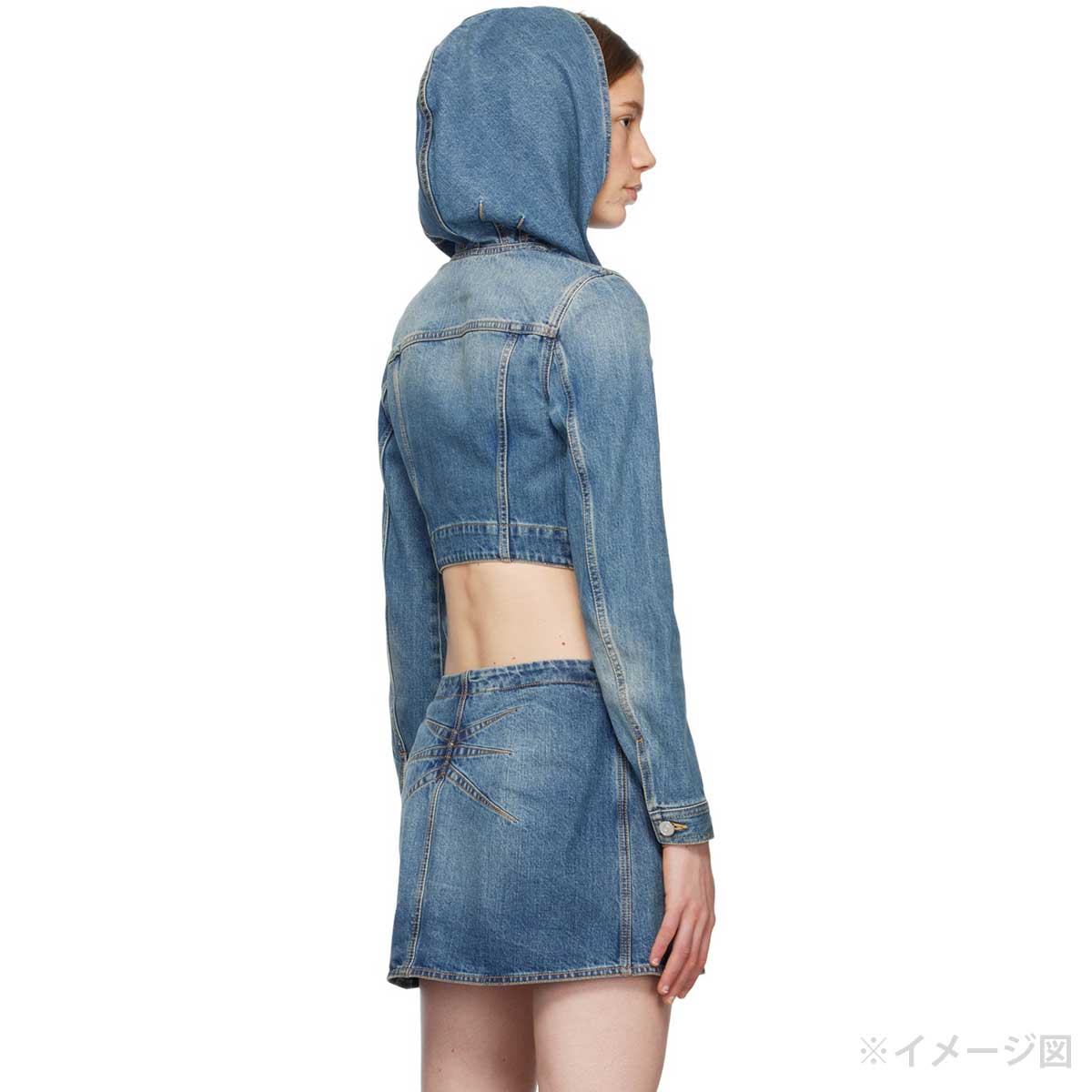 ALAIA アライア デニムジャケット フード付き ショート丈 ブルー