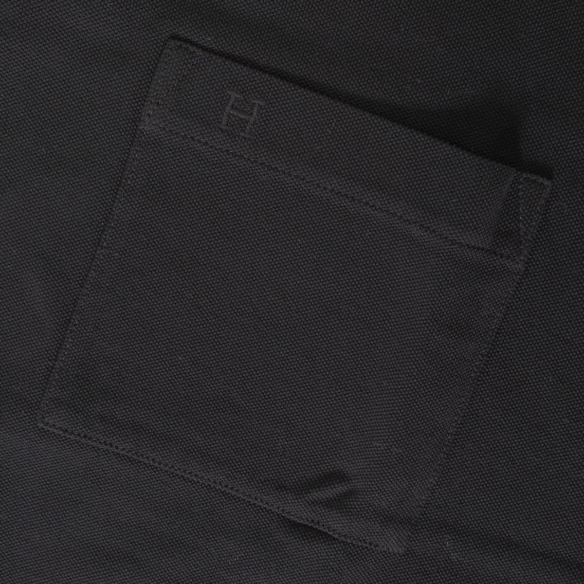 HERMES エルメス ポロシャツ メンズ H刺繍 ポケット付き #L 黒