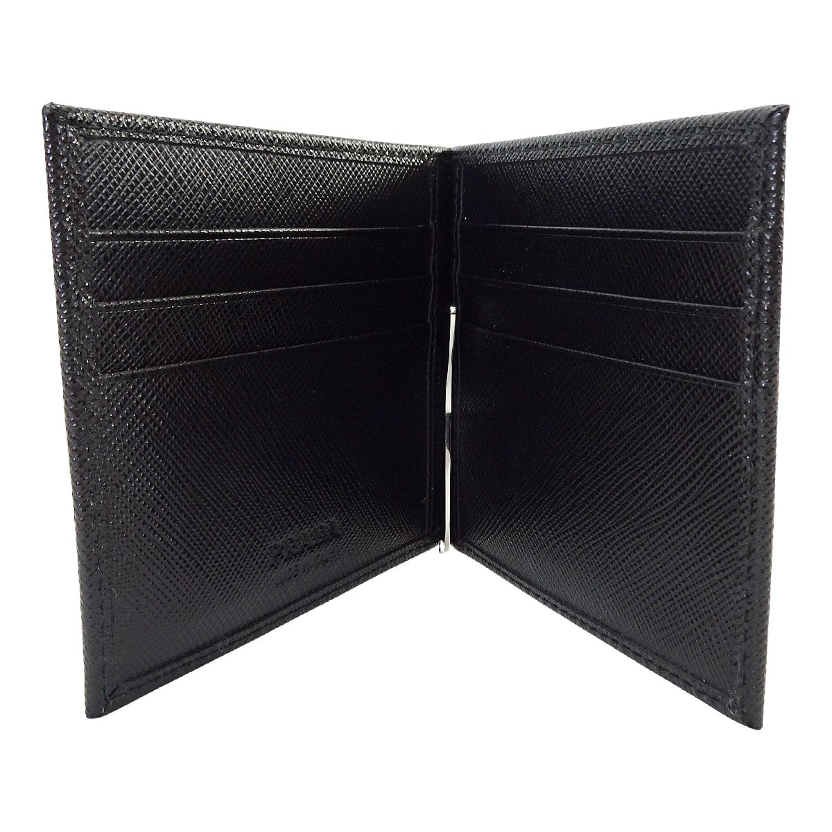 PRADA プラダ 二つ折り財布 マネークリップ付 トライアングル 黒