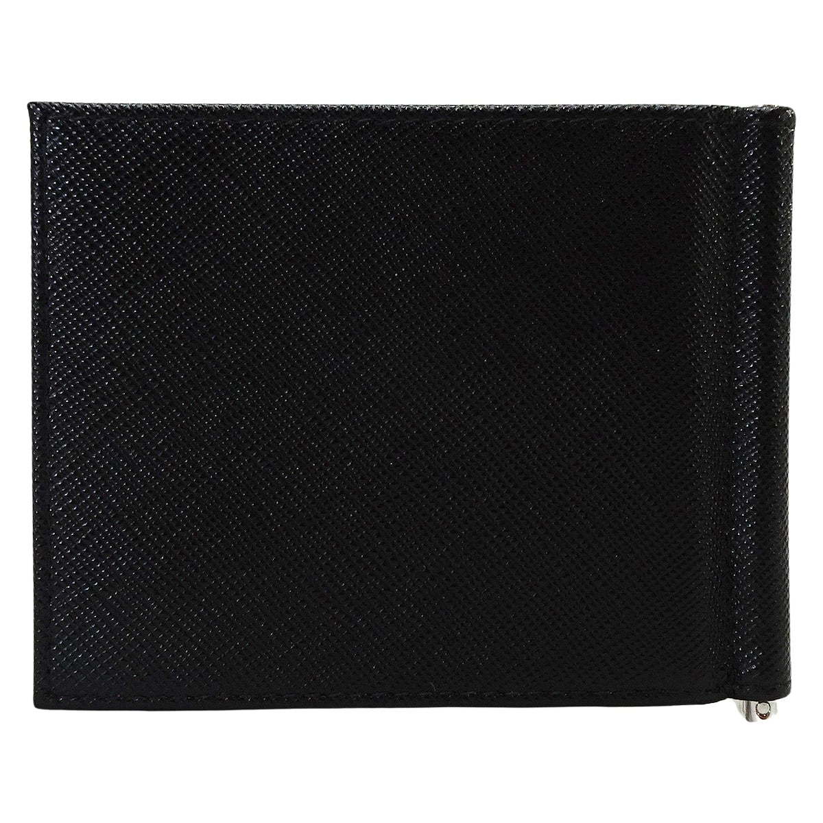 PRADA プラダ 二つ折り財布 マネークリップ付 トライアングル 黒