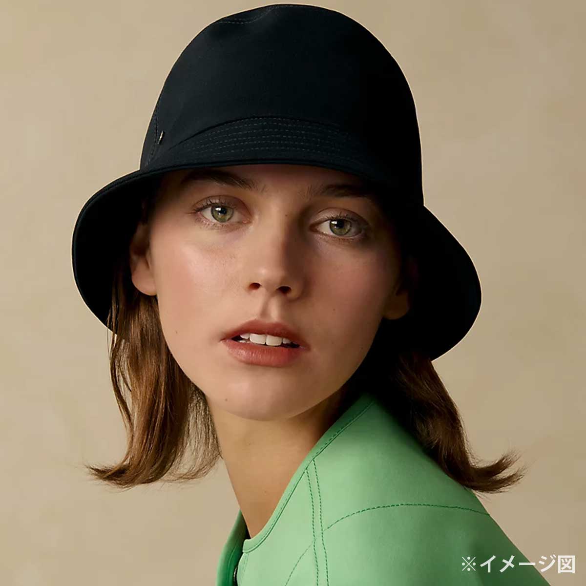 HERMES エルメス ハット カルヴィ ミラノジャージー 黒 (ブラック