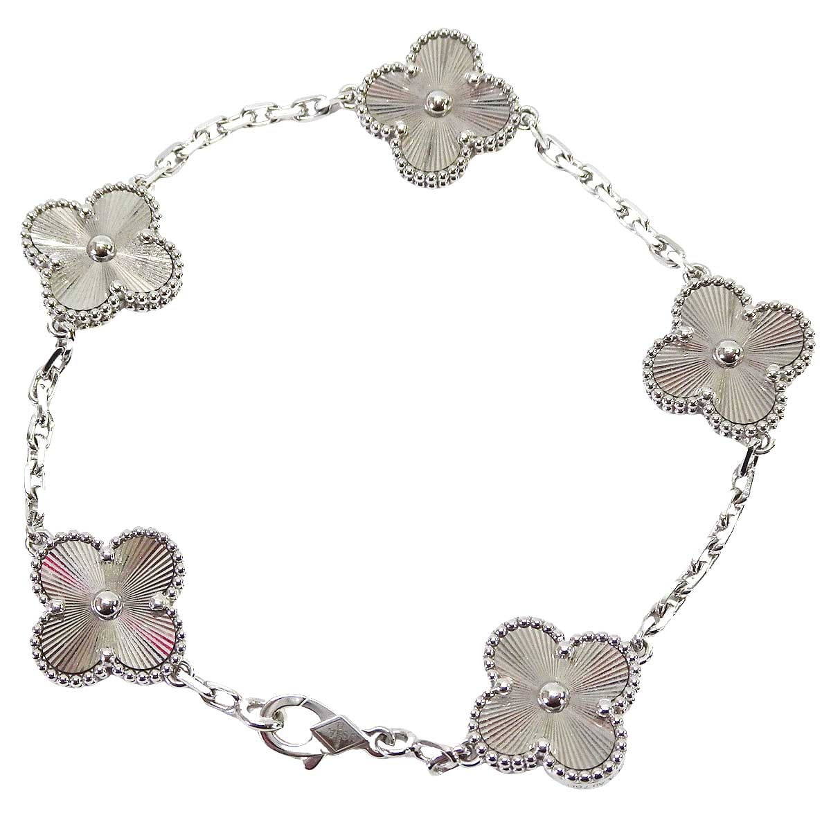 ヴァンクリーフ＆アーペル ピアス ヴィンテージ アルハンブラ イヤリング K18ホワイトゴールド/マザーオブパール シルバー金具 VCARF48600 新品