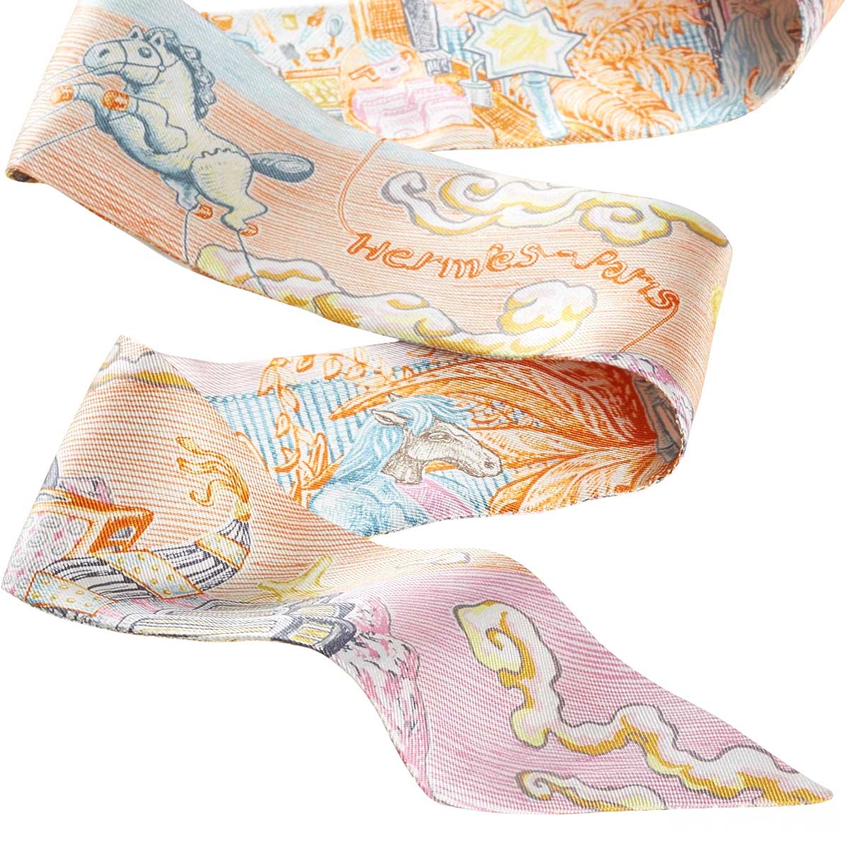 HERMES エルメス スカーフ ツイリー シティー オブ ライト オレンジ/ぺ